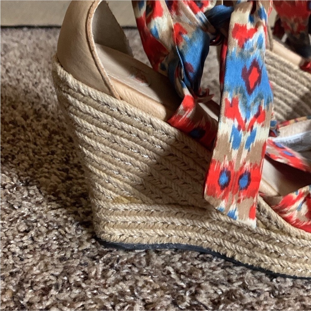 UGG Lucianna Santorini silk Ikat print wrap espadrilles sandals Size 7.5 - Picture 6 of 13